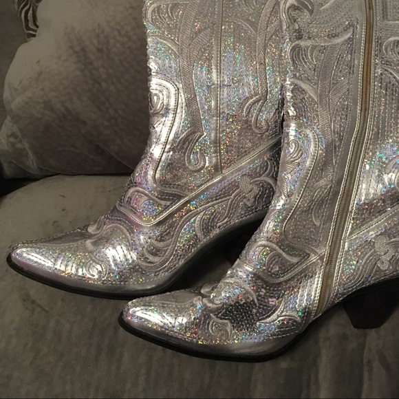 silver bling boots